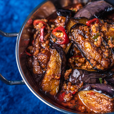 Marinated Aubergine with Minced Pork and Chilli (魚香茄子)